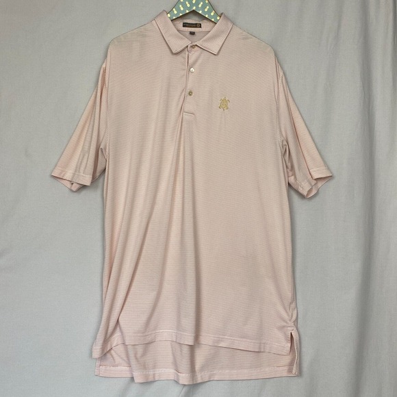 Peter Millar Summer Comfort Polo Shirt Men Extra Large Striped Orange White Logo - Picture 3 of 13